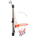 Adjustable over-door basketball hoop set with orange rim and blue-red net