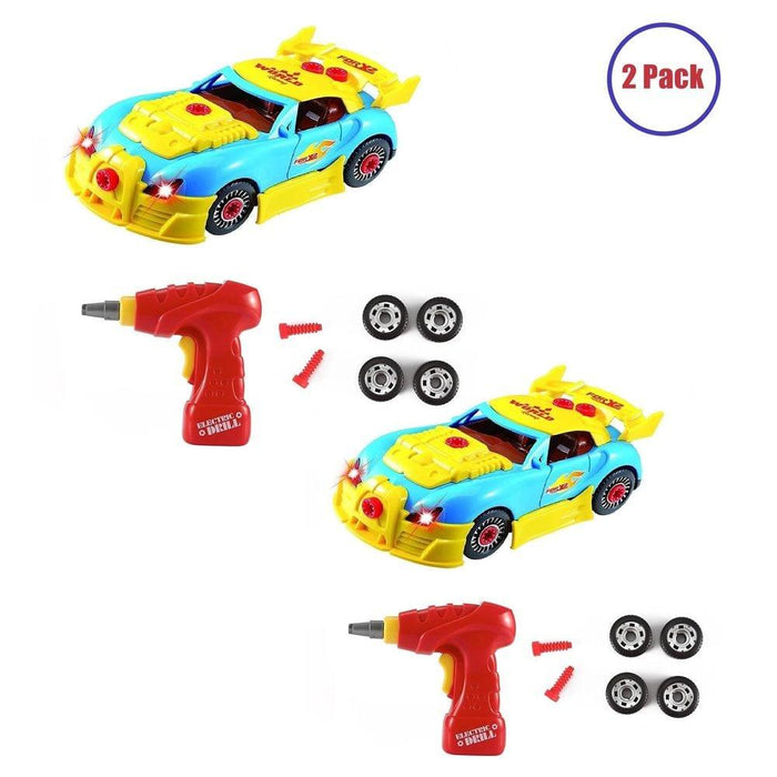 PACK OF 2 Build Your Own Toy Car with 30 Pieces, Electric Drill, Realistic Sounds & Lights - Little and Giant Explorers SOKA Play Imagine Learn