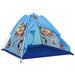 Blue pirate play tent for kids with cartoon pirate, sharks, and ship design