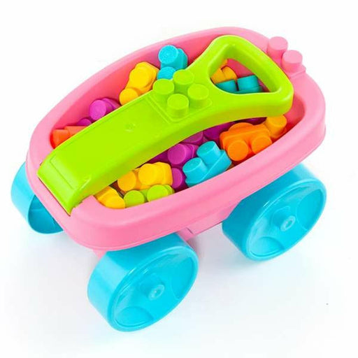 Plastic Building Blocks with Trolley in Pink - Little and Giant Explorers Moltó