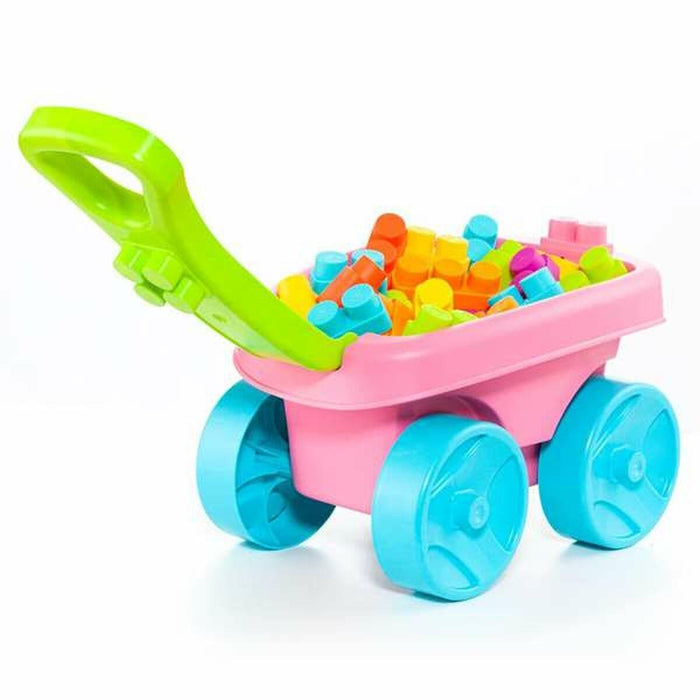 Plastic Building Blocks with Trolley in Pink - Little and Giant Explorers Moltó