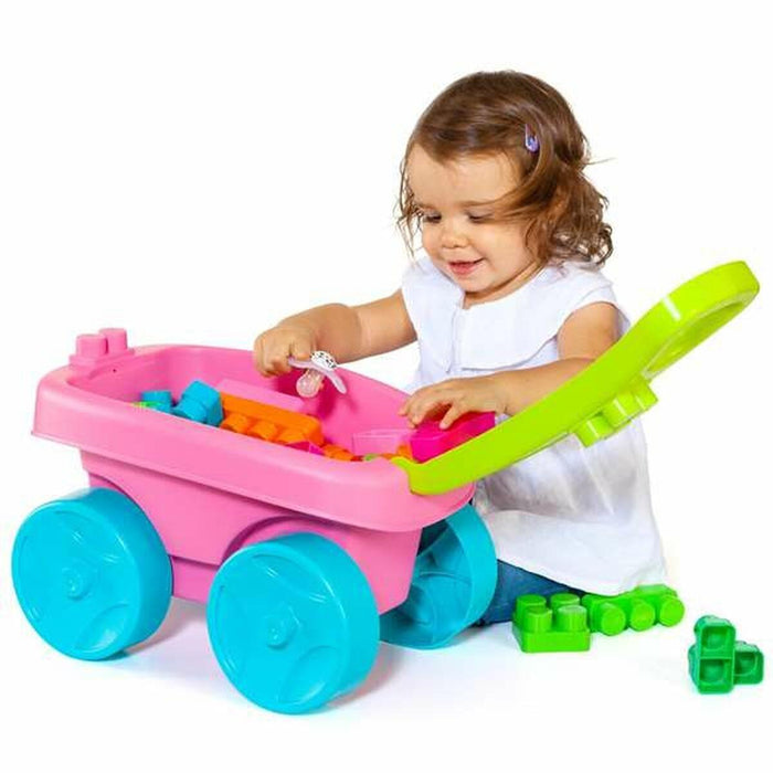 Plastic Building Blocks with Trolley in Pink - Little and Giant Explorers Moltó