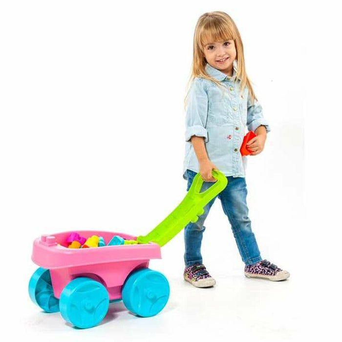 Plastic Building Blocks with Trolley in Pink - Little and Giant Explorers Moltó