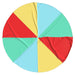 Colorful round play parachute with red, yellow, blue, and green panels and eight handles