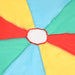 Colorful rainbow play parachute with center hole and red, yellow, green, blue panels