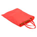 Red fabric storage bag with handles, partially open, on white background