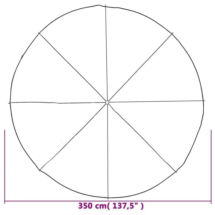 Diagram of a round play parachute, 350 cm diameter, divided into 8 sections.