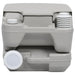 Portable grey camping toilet with sealed lids and compact design for outdoor use