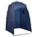 Portable camping toilet privacy tent in blue with open doorway and mesh window