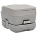 Portable grey camping toilet with pull handle, compact and sturdy design