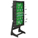 Professional black tournament football table upright with green playfield and player rods