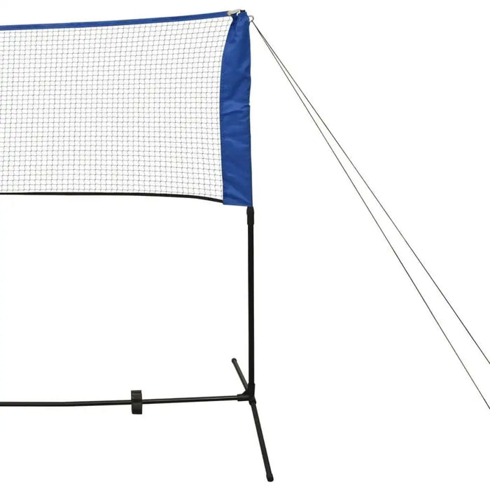 Adjustable height steel frame recreational badminton net set with blue trim