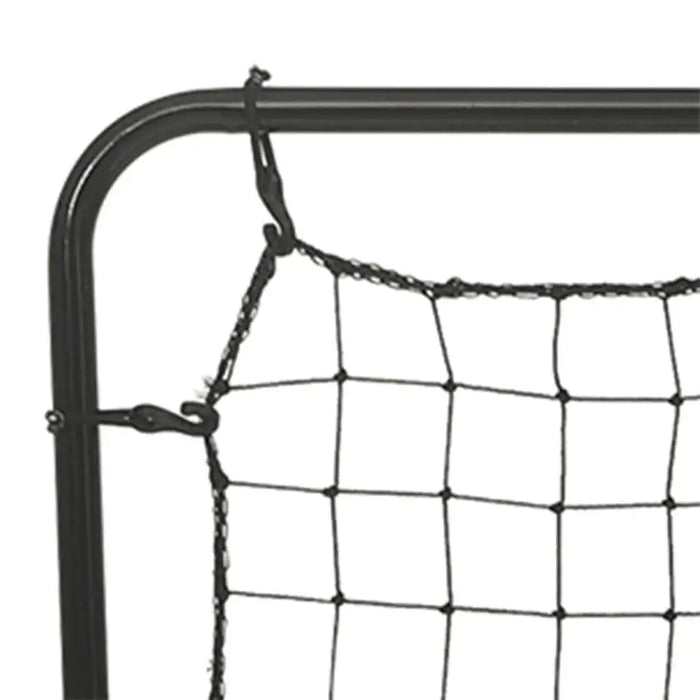 Steel frame softball rebounder net with black mesh and target ribbon