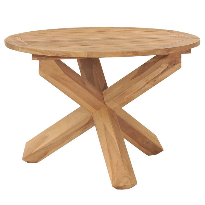 Solid Teak Wood Garden Dining Table (Ø110x75cm) - Little and Giant Explorers vidaXL