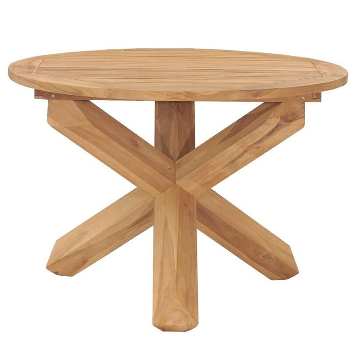 Solid Teak Wood Garden Dining Table (Ø110x75cm) - Little and Giant Explorers vidaXL