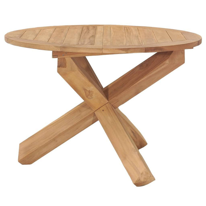 Solid Teak Wood Garden Dining Table (Ø110x75cm) - Little and Giant Explorers vidaXL