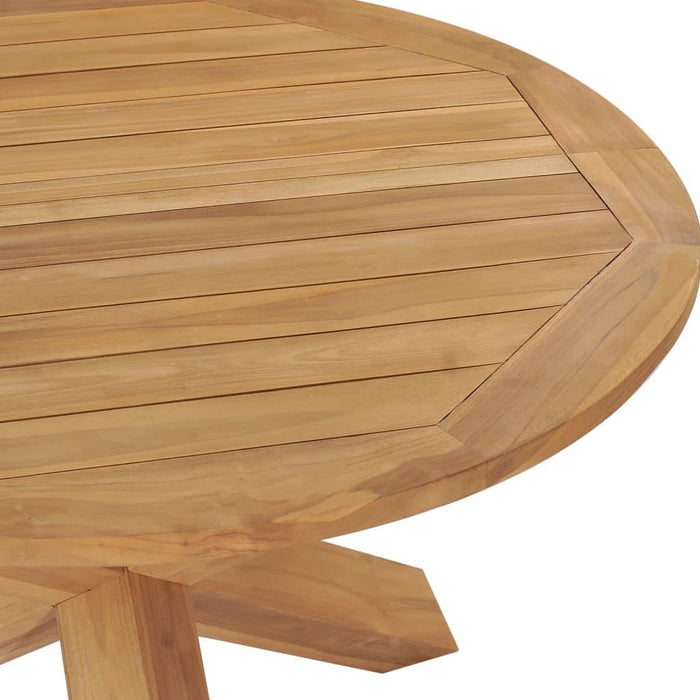 Solid Teak Wood Garden Dining Table (Ø110x75cm) - Little and Giant Explorers vidaXL