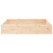 Square wooden sandbox made of solid pine, bottomless design, on a white background