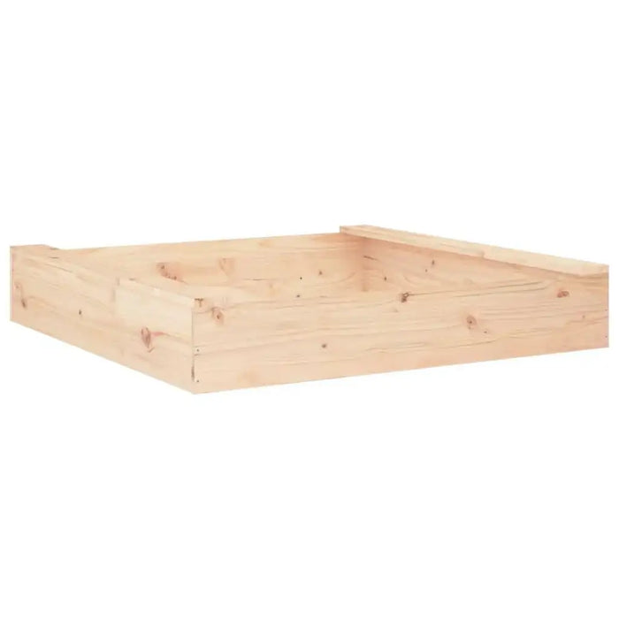 Square wooden sandbox with seats, solid pine, bottomless outdoor play design