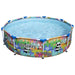 Bestway Steel Pro Max round swimming pool with colorful animal design and clear water