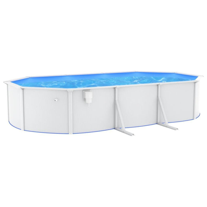 Swimming Pool with Steel Wall Oval in White (610 x 360 x 120cm) - Little and Giant Explorers vidaXL