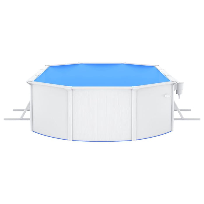 Swimming Pool with Steel Wall Oval in White (610 x 360 x 120cm) - Little and Giant Explorers vidaXL