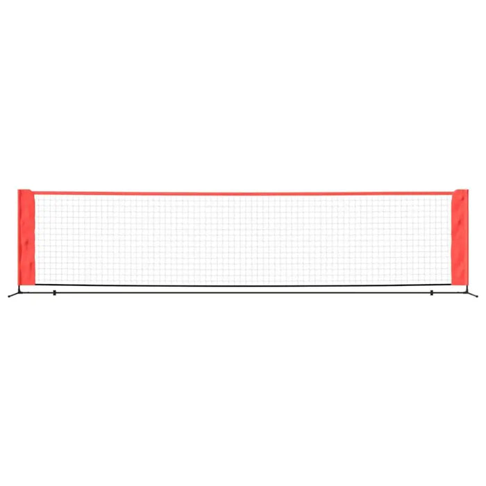 4m steel frame tennis net with red trim on white background