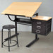 Tiltable Tabletop Drawing Table with Stool and Three Drawers - Little and Giant Explorers vidaXL