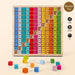 Wooden multiplication times table learning blocks set with colorful numbered cubes in a grid