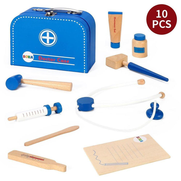 Wooden Doctor Set with Portable Medical Carry Case - Little and Giant Explorers SOKA Play Imagine Learn