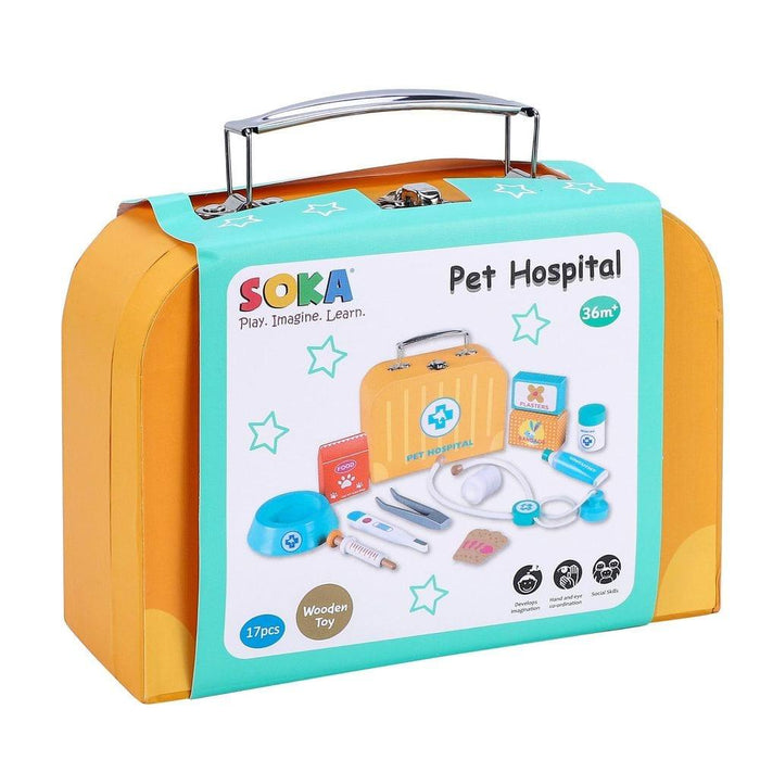 Wooden Pet Hospital Playset - Little and Giant Explorers SOKA Play Imagine Learn