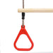 Trapeze swing bar with red plastic ring, solid pinewood and rope, playground equipment