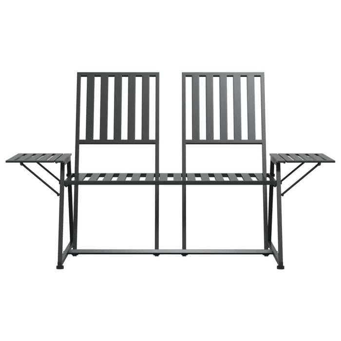 2-Seater Garden Bench in Black Steel - Little and Giant Explorers vidaXL