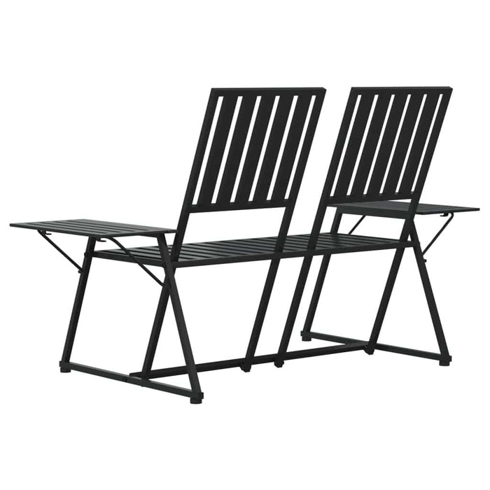 2-Seater Garden Bench in Black Steel - Little and Giant Explorers vidaXL