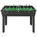 Black 15-in-1 multi-game foosball table with green playing surface and sturdy legs