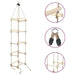 Wooden 4-sided rope ladder with 5 solid pine steps and PE rope, close-up construction details