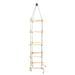 Wooden 4-sided rope ladder with 5 pine steps and PE rope, hanging on a white background.