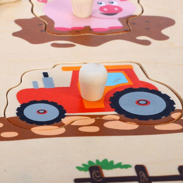 Wooden Farm Animals Jigsaw Board - Little and Giant Explorers SOKA Play Imagine Learn