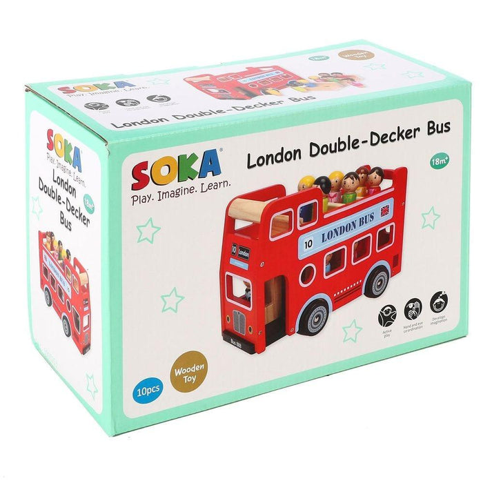 Wooden London Double Decker Bus with Figurines - Little and Giant Explorers SOKA Play Imagine Learn