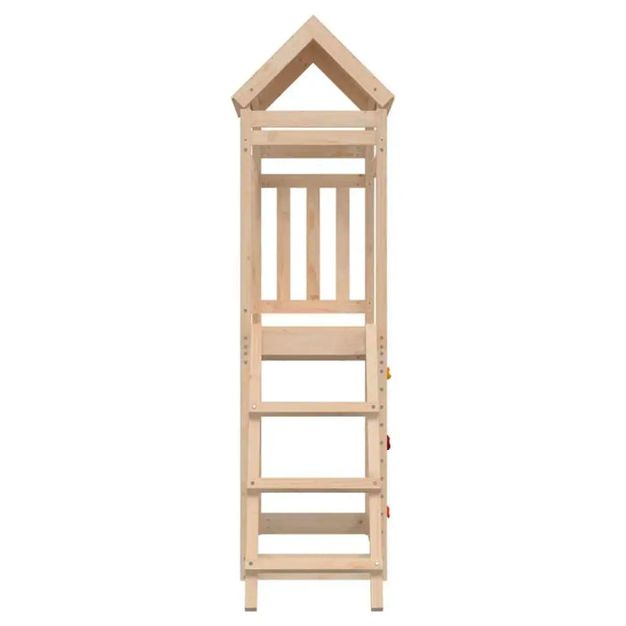 Solid pinewood outdoor playset with ladder and house-shaped roof