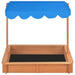 Wooden sandbox with adjustable blue UV50 sunroof and firwood construction